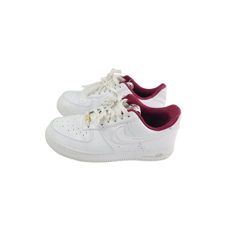 Nike Air Force 1 Athletic Sneakers Men's Size 8.5 White and Burgundy‎ Color